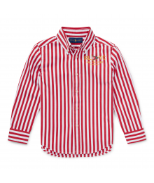 Polo Ralph Lauren Red Multi Striped Cotton Poplin L/S Shirt